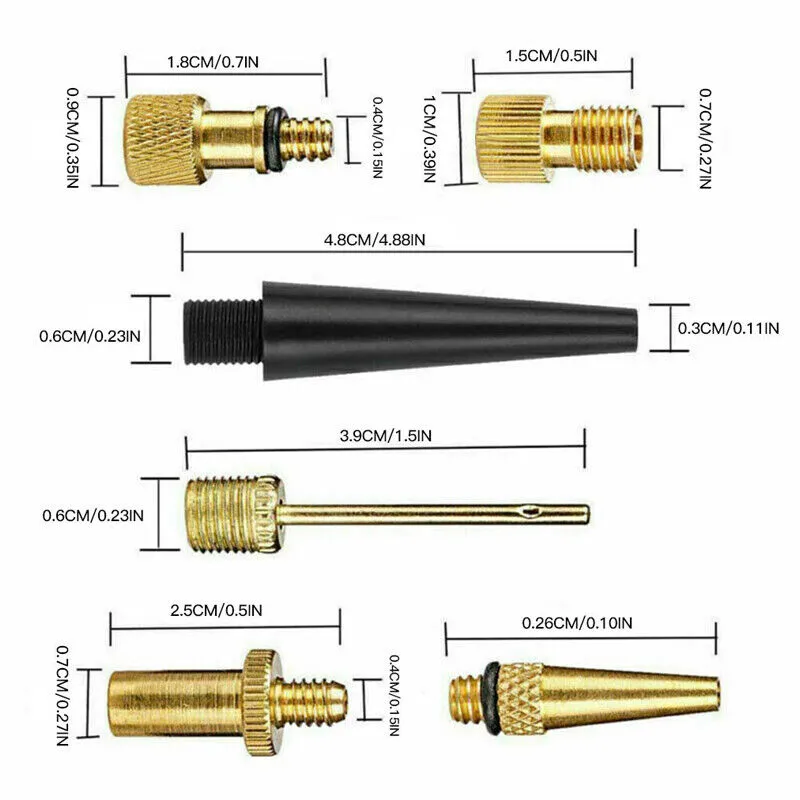 26pc Bike Ball Inflator Nozzle Adapter | Air Pump Valve Needle | Presta Schrader Kit