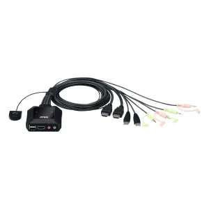 Aten 2 Port USB 4K @60Hz HDMI Cable KVM Switch with Remote Port Selector