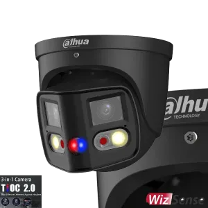 Dahua 2x4MP TIOC 2.0 Active Deterrence Turret Fixed Camera Black, DH-IPC-PDW3849-A180-AS-PV-ANZ-BLK